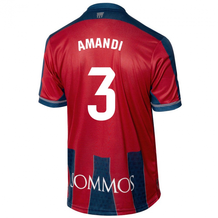 Kandiny Niño Camiseta Iván Amandi #3 Rojo Azul 1ª Equipación 2024/25 La Camisa Chile