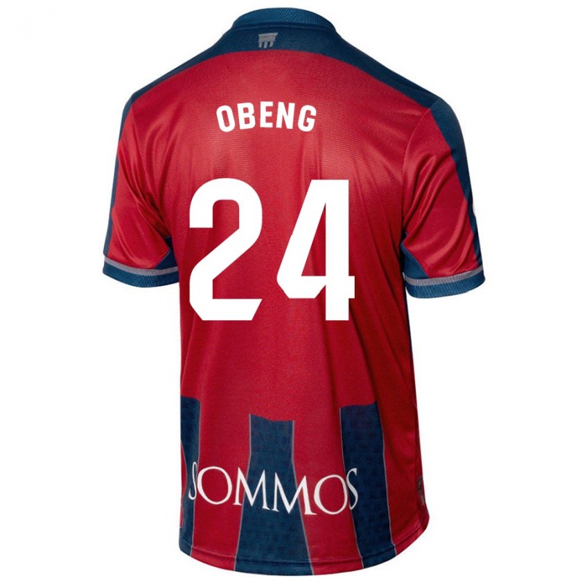 Kandiny Niño Camiseta Samuel Obeng #24 Rojo Azul 1ª Equipación 2024/25 La Camisa Chile