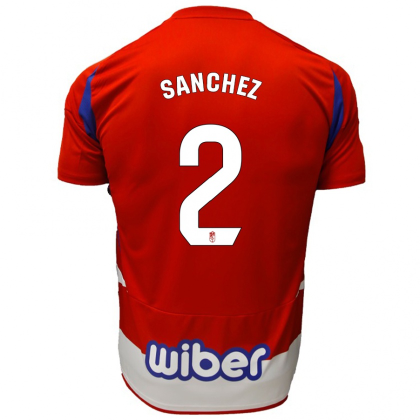 Kandiny Niño Camiseta Rubén Sánchez #2 Rojo Blanco Azul 1ª Equipación 2024/25 La Camisa Chile