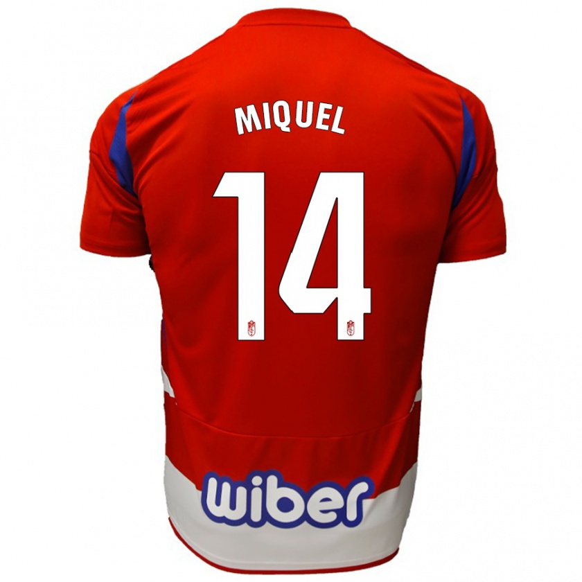 Kandiny Niño Camiseta Ignasi Miquel #14 Rojo Blanco Azul 1ª Equipación 2024/25 La Camisa Chile