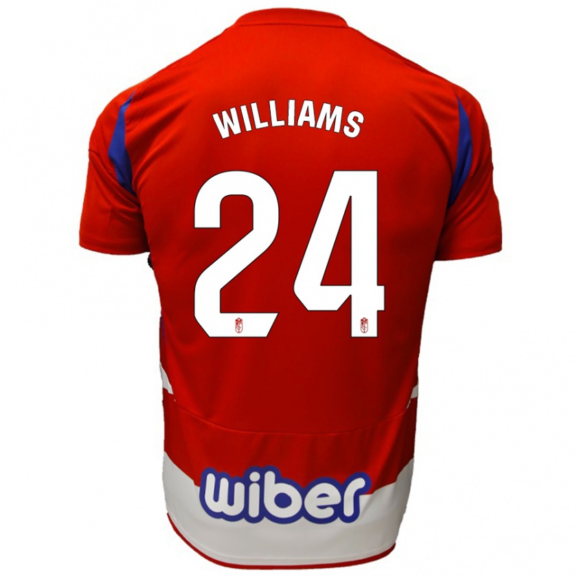 Kandiny Niño Camiseta Loïc Williams #24 Rojo Blanco Azul 1ª Equipación 2024/25 La Camisa Chile