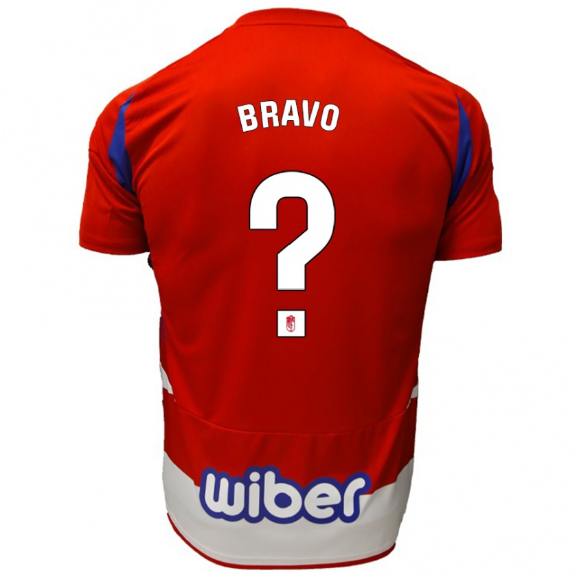 Kandiny Niño Camiseta Roberto Bravo #0 Rojo Blanco Azul 1ª Equipación 2024/25 La Camisa Chile