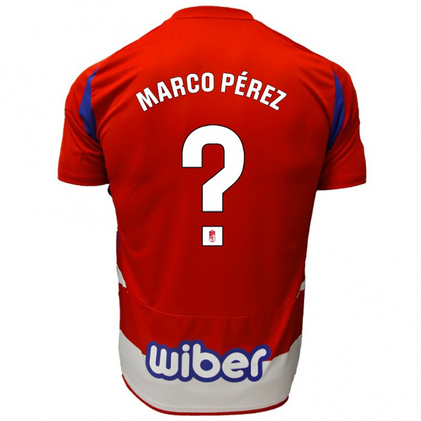 Kandiny Niño Camiseta Marco Pérez #0 Rojo Blanco Azul 1ª Equipación 2024/25 La Camisa Chile