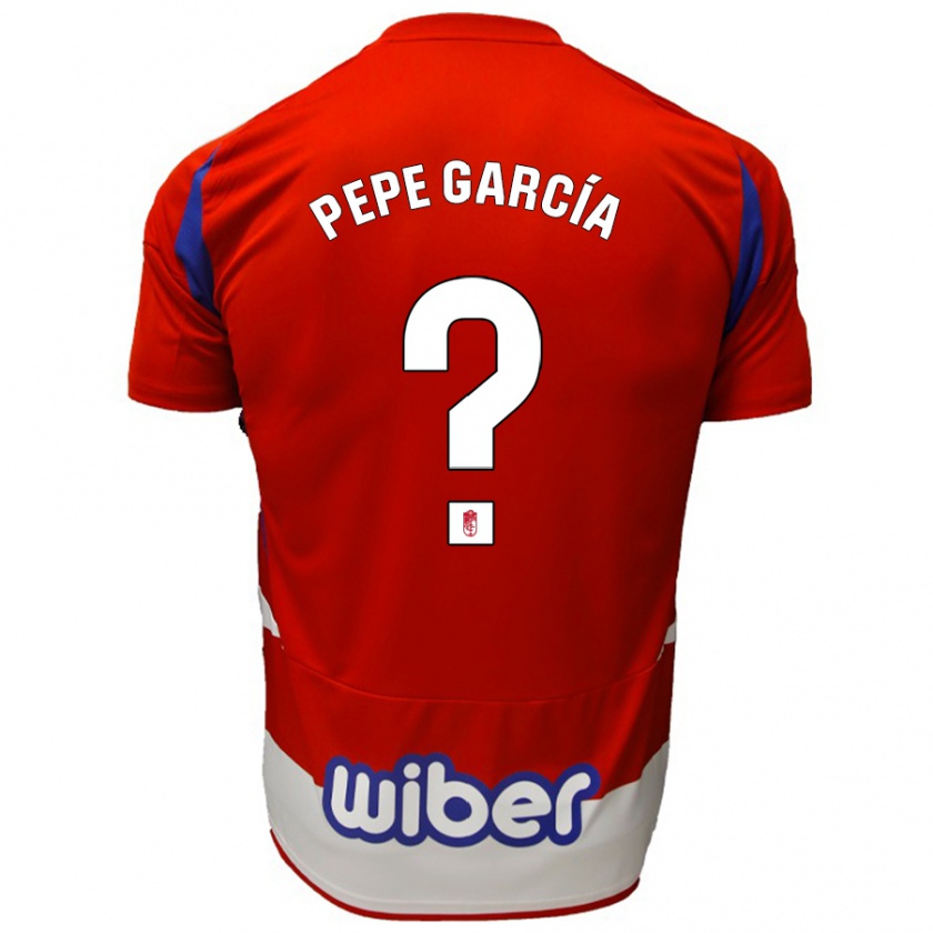 Kandiny Niño Camiseta Pepe García #0 Rojo Blanco Azul 1ª Equipación 2024/25 La Camisa Chile