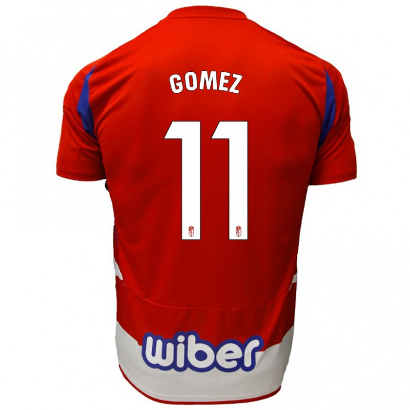 Kandiny Niño Camiseta Andrea Gómez #11 Rojo Blanco Azul 1ª Equipación 2024/25 La Camisa Chile