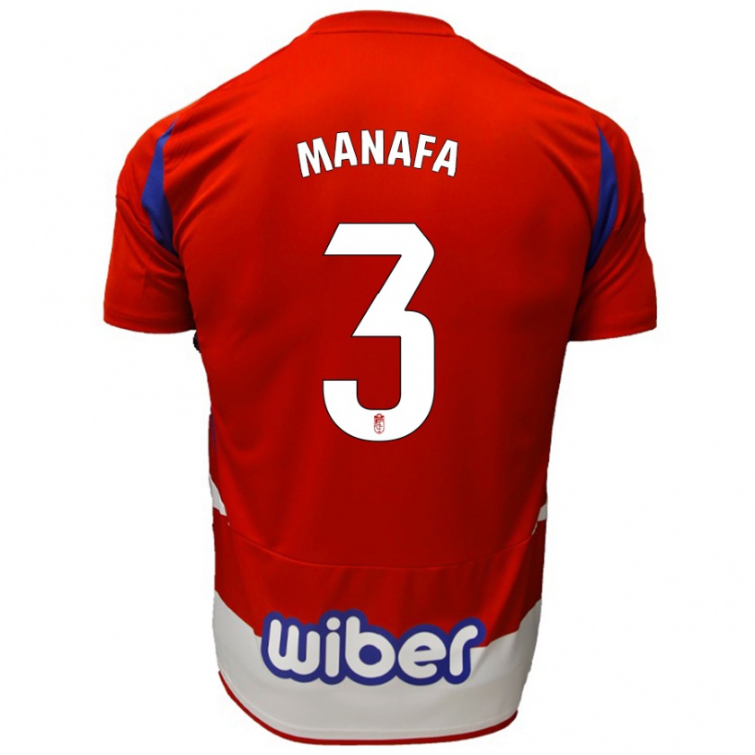 Kandiny Niño Camiseta Wilson Manafá #3 Rojo Blanco Azul 1ª Equipación 2024/25 La Camisa Chile