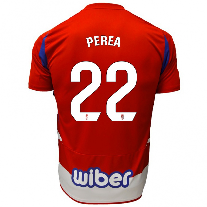 Kandiny Niño Camiseta Alberto Perea #22 Rojo Blanco Azul 1ª Equipación 2024/25 La Camisa Chile