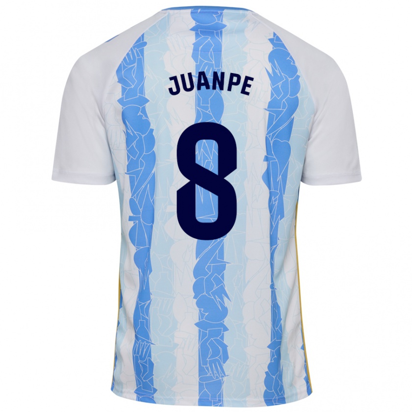 Kandiny Niño Camiseta Juanpe #8 Blanco Azul 1ª Equipación 2024/25 La Camisa Chile