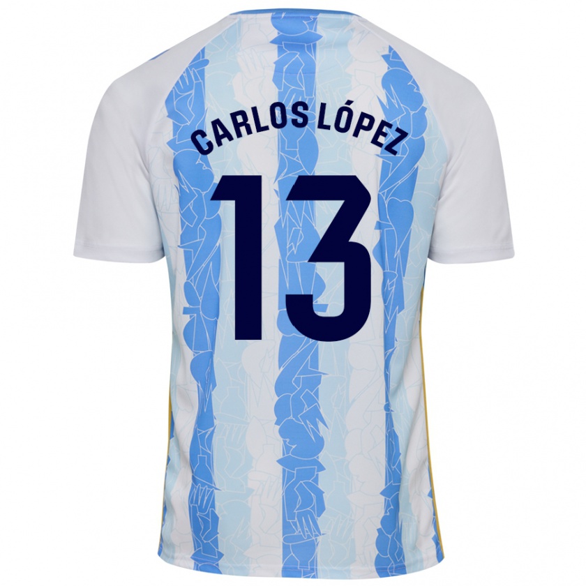 Kandiny Niño Camiseta Carlos López #13 Blanco Azul 1ª Equipación 2024/25 La Camisa Chile