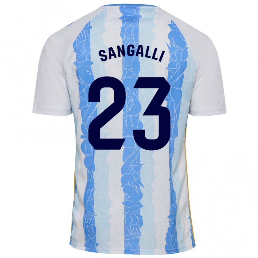 Kandiny Niño Camiseta Luca Sangalli #23 Blanco Azul 1ª Equipación 2024/25 La Camisa Chile