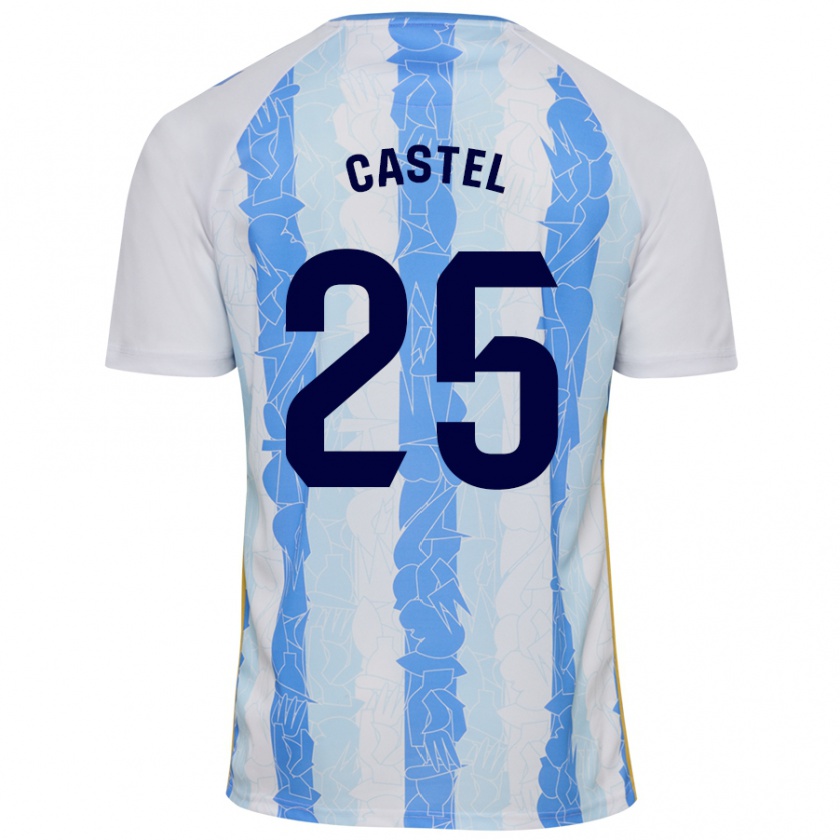 Kandiny Niño Camiseta Sergio Castel #25 Blanco Azul 1ª Equipación 2024/25 La Camisa Chile