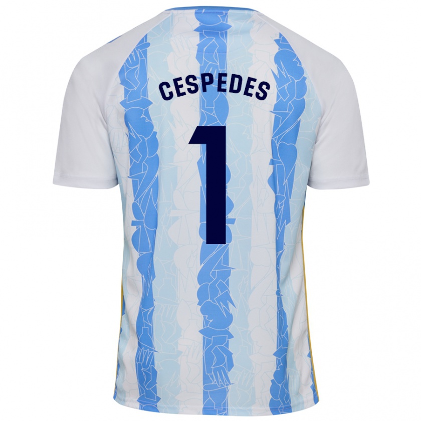 Kandiny Niño Camiseta Andrés Céspedes #1 Blanco Azul 1ª Equipación 2024/25 La Camisa Chile