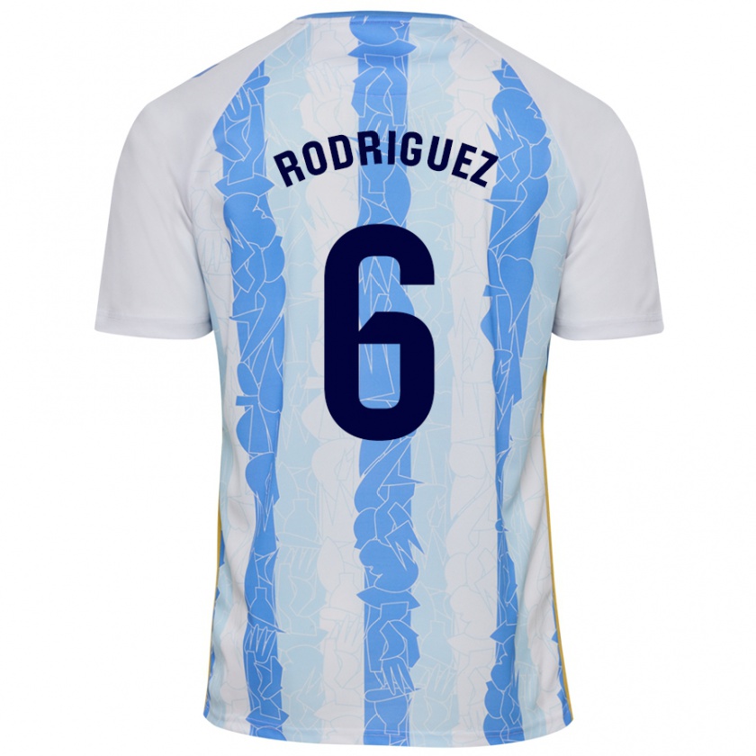 Kandiny Niño Camiseta Rafa Rodríguez #6 Blanco Azul 1ª Equipación 2024/25 La Camisa Chile