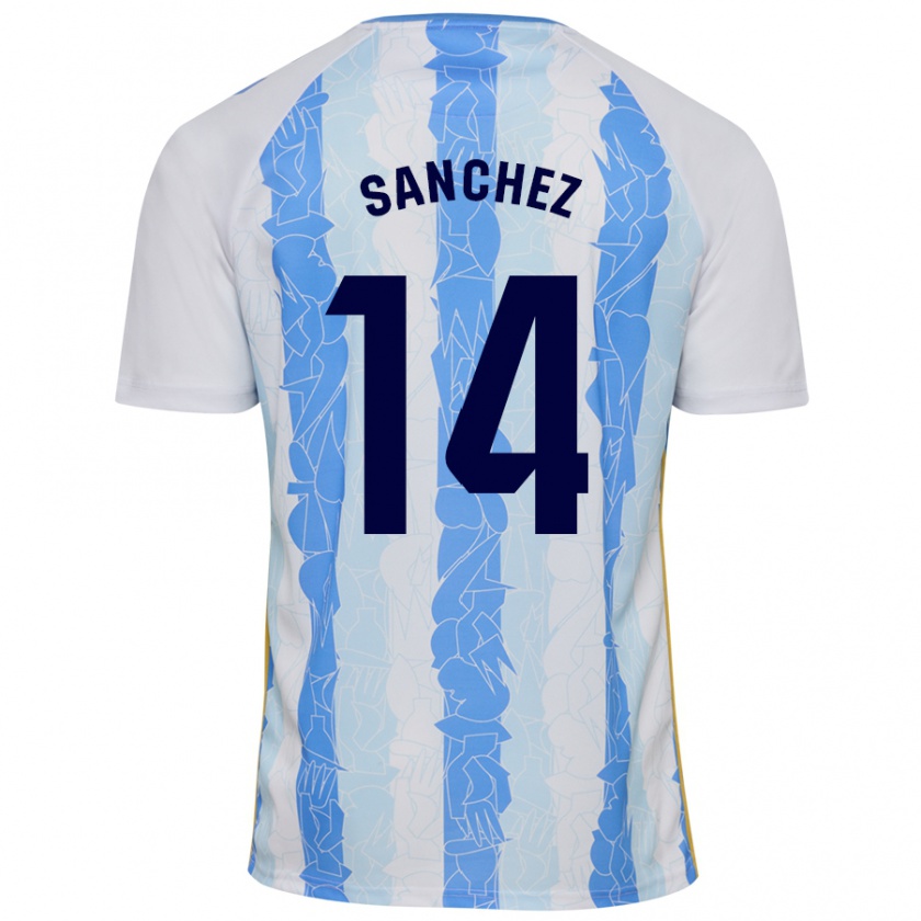 Kandiny Niño Camiseta Rubén Sánchez #14 Blanco Azul 1ª Equipación 2024/25 La Camisa Chile