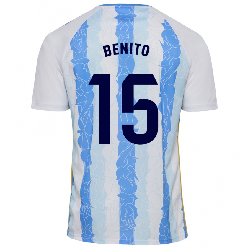 Kandiny Niño Camiseta Iván Benito #15 Blanco Azul 1ª Equipación 2024/25 La Camisa Chile