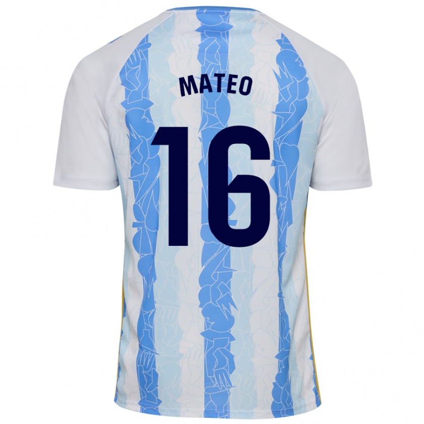 Kandiny Niño Camiseta Ángel Mateo #16 Blanco Azul 1ª Equipación 2024/25 La Camisa Chile