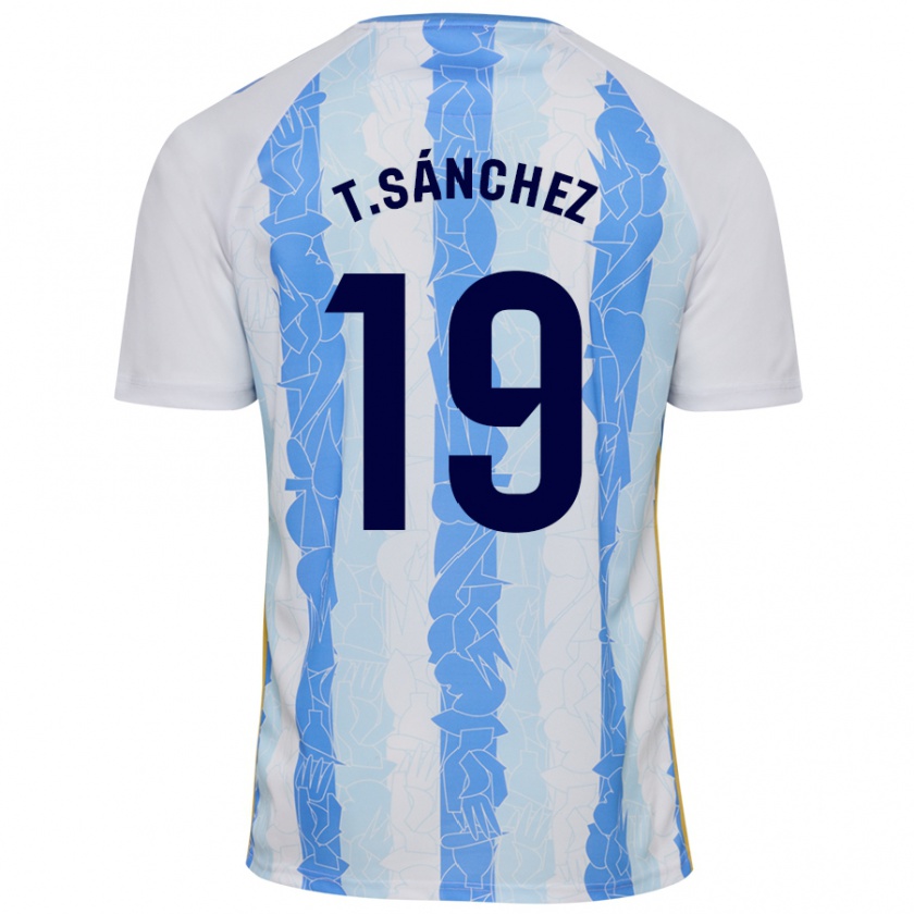 Kandiny Niño Camiseta Toni Sánchez #19 Blanco Azul 1ª Equipación 2024/25 La Camisa Chile