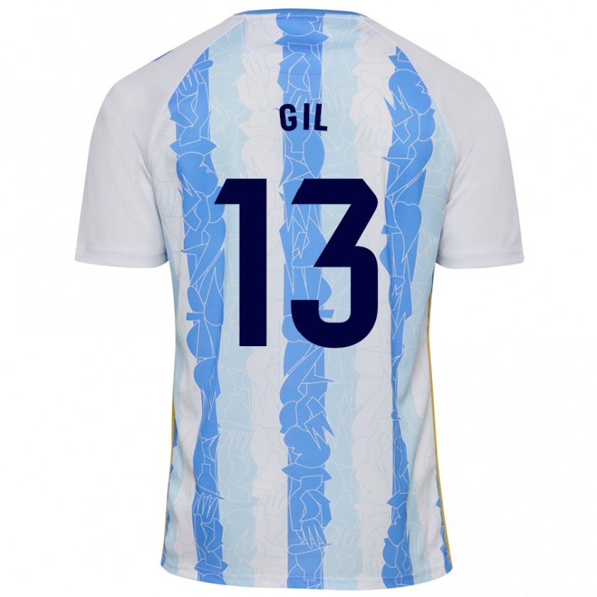 Kandiny Niño Camiseta Noelia Gil #13 Blanco Azul 1ª Equipación 2024/25 La Camisa Chile