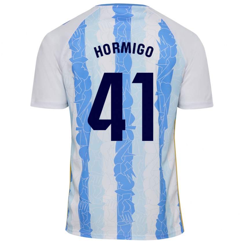 Kandiny Niño Camiseta Cintia Hormigo #41 Blanco Azul 1ª Equipación 2024/25 La Camisa Chile