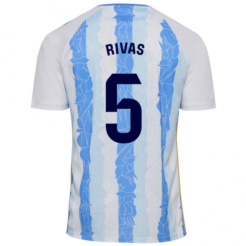 Kandiny Niño Camiseta Juande Rivas #5 Blanco Azul 1ª Equipación 2024/25 La Camisa Chile