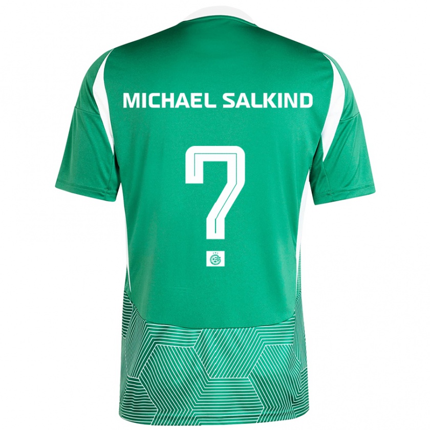 Kandiny Niño Camiseta Liav Michael Salkind #0 Verde Blanco 1ª Equipación 2024/25 La Camisa Chile