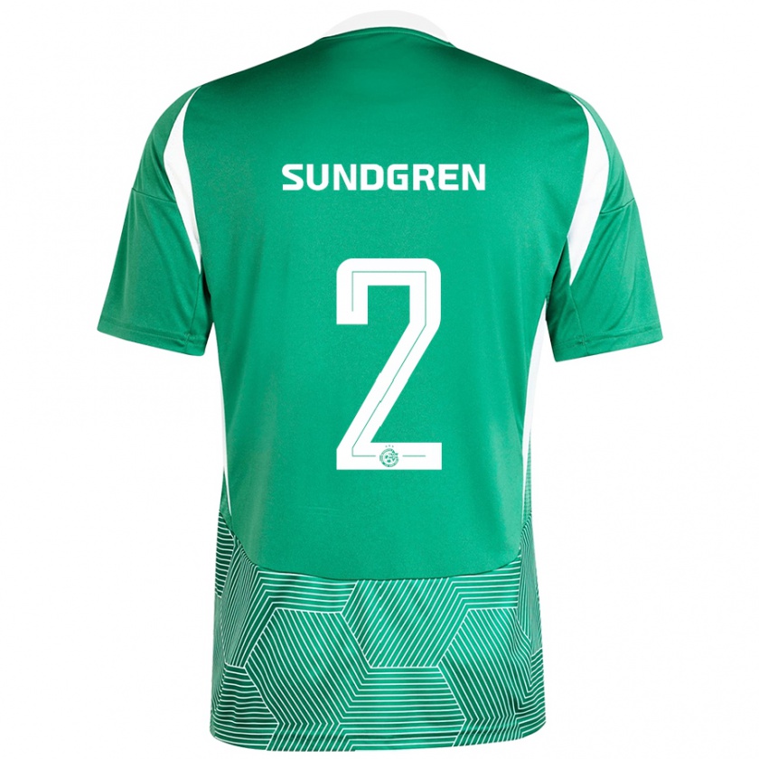 Kandiny Niño Camiseta Daniel Sundgren #2 Verde Blanco 1ª Equipación 2024/25 La Camisa Chile