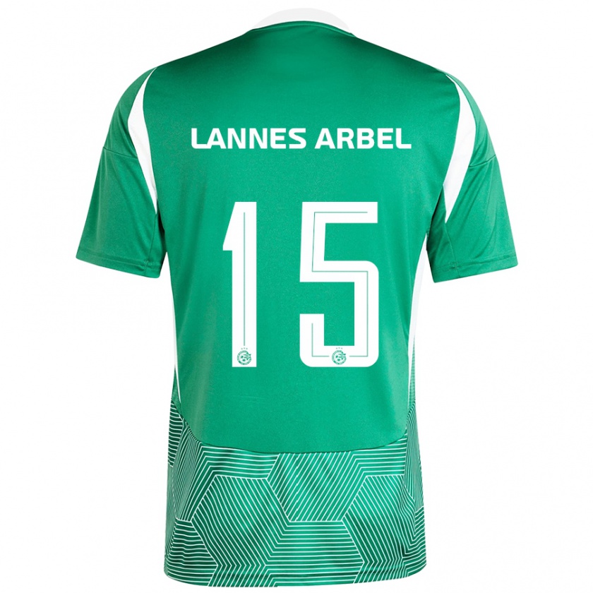 Kandiny Niño Camiseta Tomer Lannes Arbel #15 Verde Blanco 1ª Equipación 2024/25 La Camisa Chile