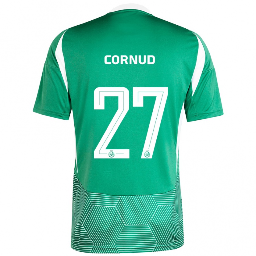 Kandiny Niño Camiseta Pierre Cornud #27 Verde Blanco 1ª Equipación 2024/25 La Camisa Chile