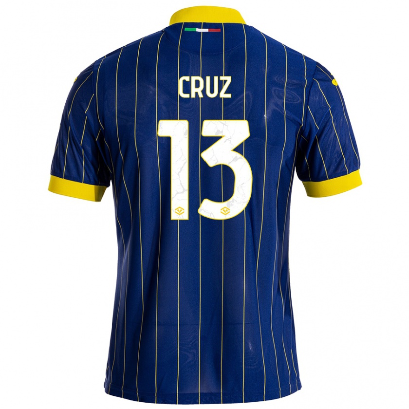 Kandiny Niño Camiseta Juan Manuel Cruz #13 Azul Amarillo 1ª Equipación 2024/25 La Camisa Chile