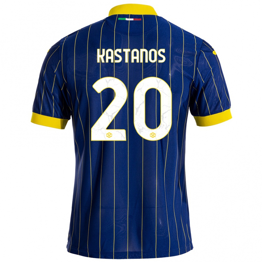 Kandiny Niño Camiseta Grigoris Kastanos #20 Azul Amarillo 1ª Equipación 2024/25 La Camisa Chile