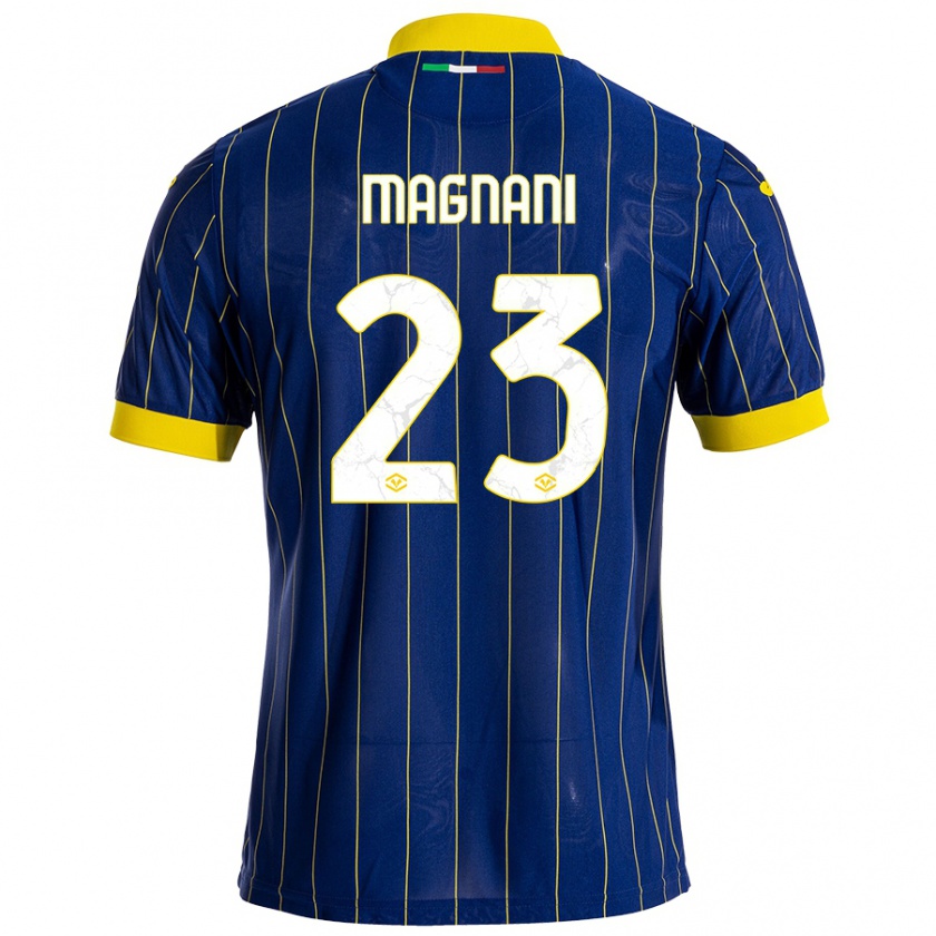 Kandiny Niño Camiseta Giangiacomo Magnani #23 Azul Amarillo 1ª Equipación 2024/25 La Camisa Chile