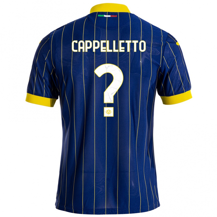 Kandiny Niño Camiseta Bryan Cappelletto #0 Azul Amarillo 1ª Equipación 2024/25 La Camisa Chile