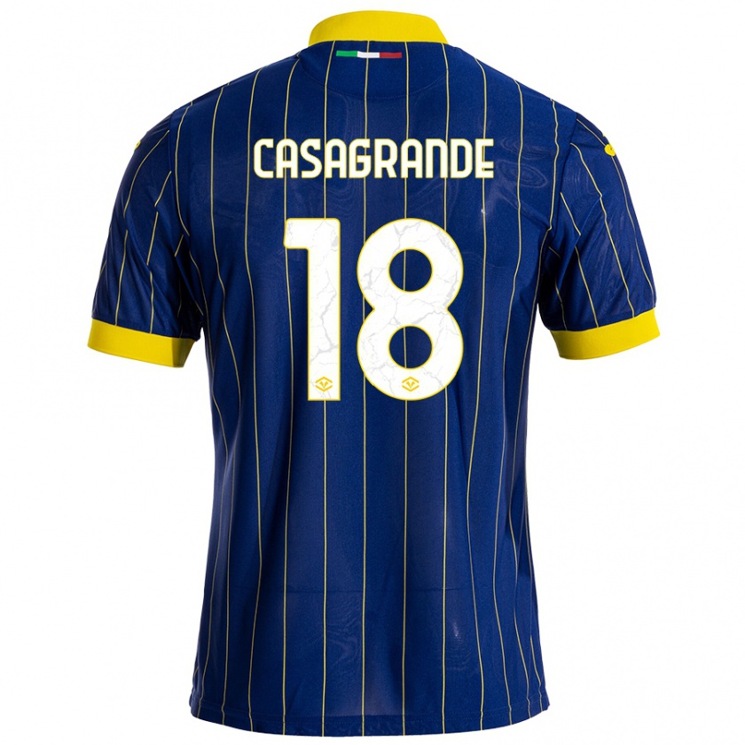 Kandiny Niño Camiseta Davide Casagrande #18 Azul Amarillo 1ª Equipación 2024/25 La Camisa Chile