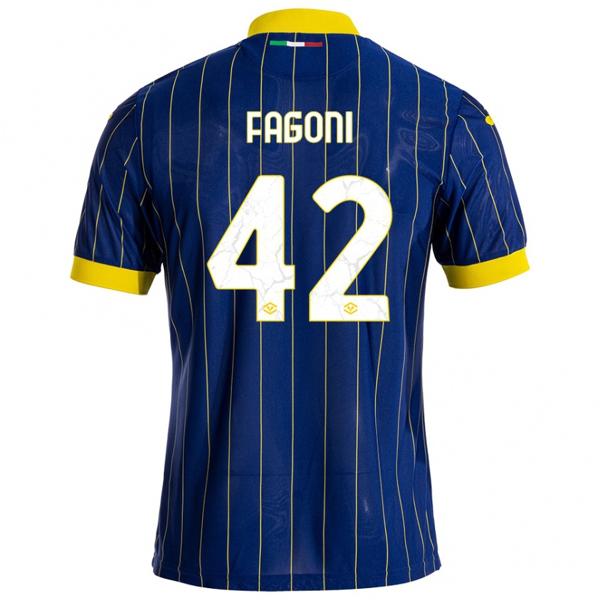 Kandiny Niño Camiseta Marco Fagoni #42 Azul Amarillo 1ª Equipación 2024/25 La Camisa Chile