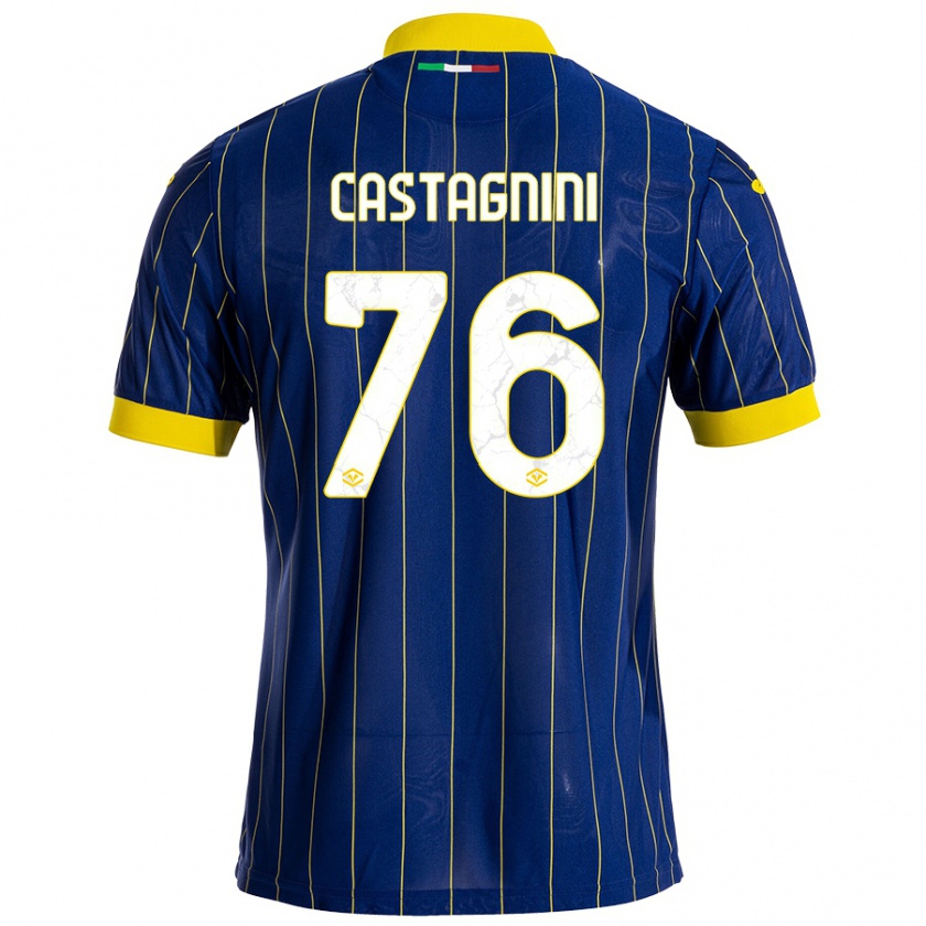 Kandiny Niño Camiseta Mirko Castagnini #76 Azul Amarillo 1ª Equipación 2024/25 La Camisa Chile