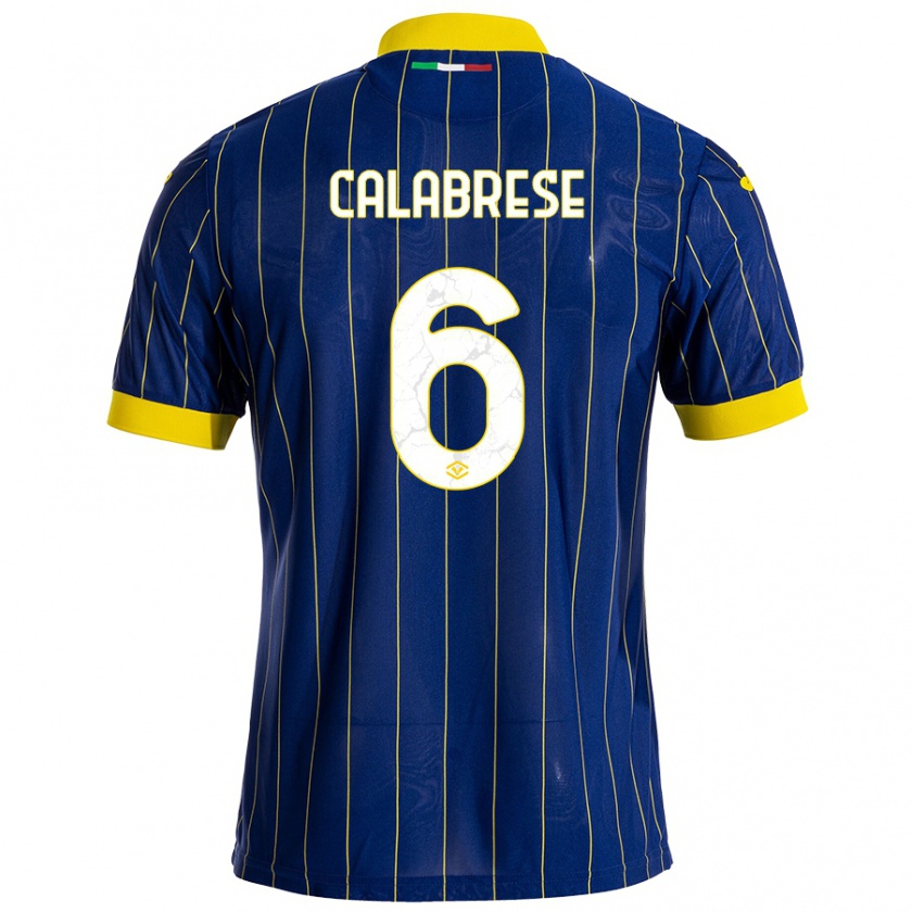 Kandiny Niño Camiseta Nicolò Calabrese #6 Azul Amarillo 1ª Equipación 2024/25 La Camisa Chile