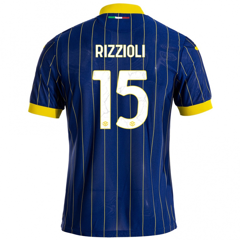 Kandiny Niño Camiseta Gaia Rizzioli #15 Azul Amarillo 1ª Equipación 2024/25 La Camisa Chile