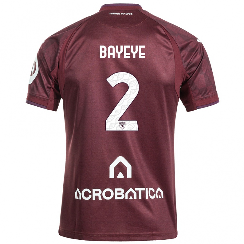 Kandiny Niño Camiseta Brian Bayeye #2 Granate Blanco 1ª Equipación 2024/25 La Camisa Chile