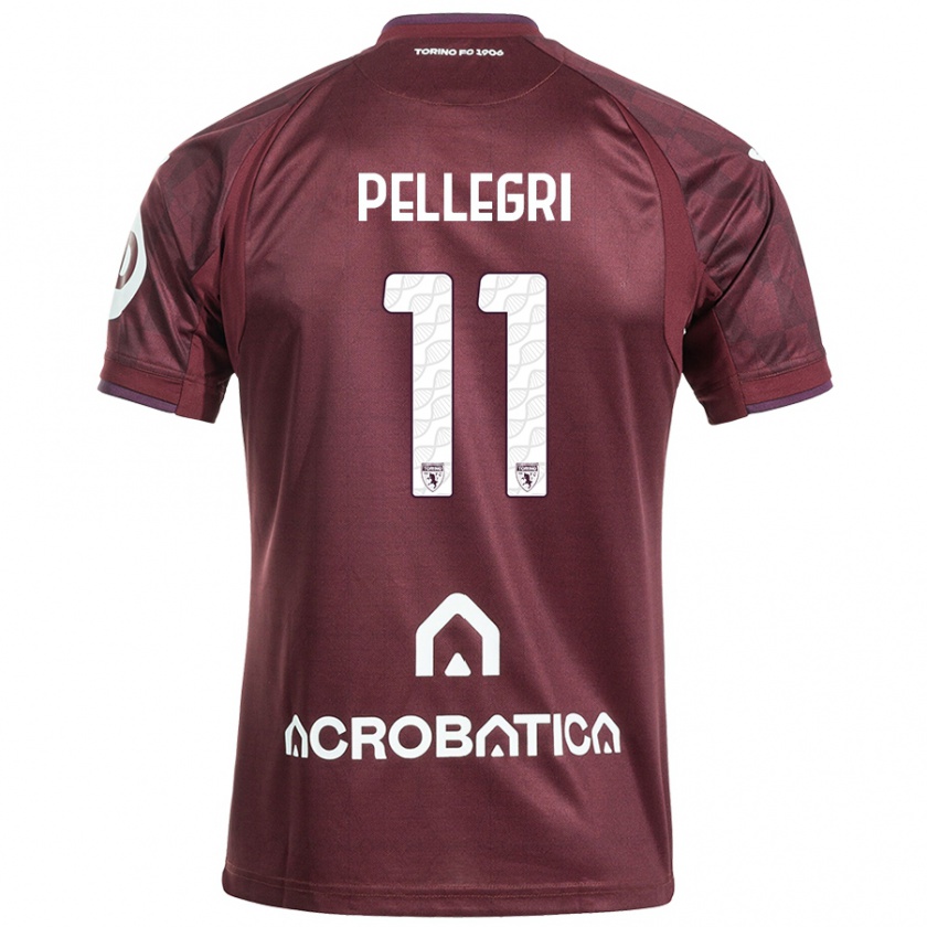 Kandiny Niño Camiseta Pietro Pellegri #11 Granate Blanco 1ª Equipación 2024/25 La Camisa Chile