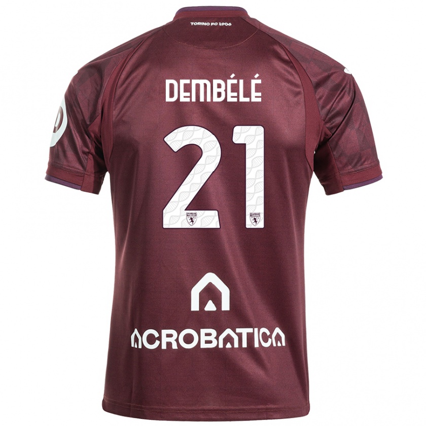 Kandiny Niño Camiseta Ali Dembélé #21 Granate Blanco 1ª Equipación 2024/25 La Camisa Chile