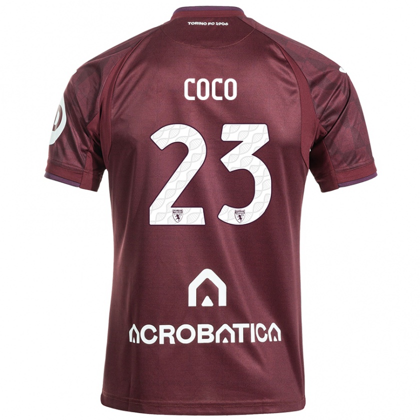 Kandiny Niño Camiseta Saúl Coco #23 Granate Blanco 1ª Equipación 2024/25 La Camisa Chile