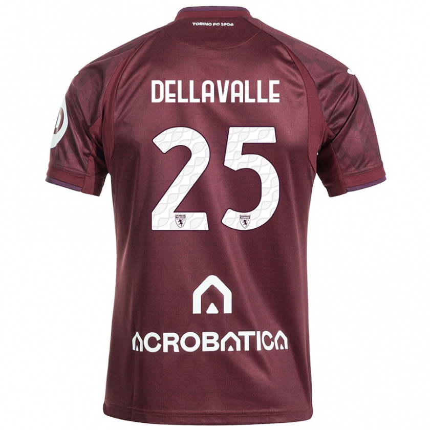 Kandiny Niño Camiseta Alessandro Dellavalle #25 Granate Blanco 1ª Equipación 2024/25 La Camisa Chile