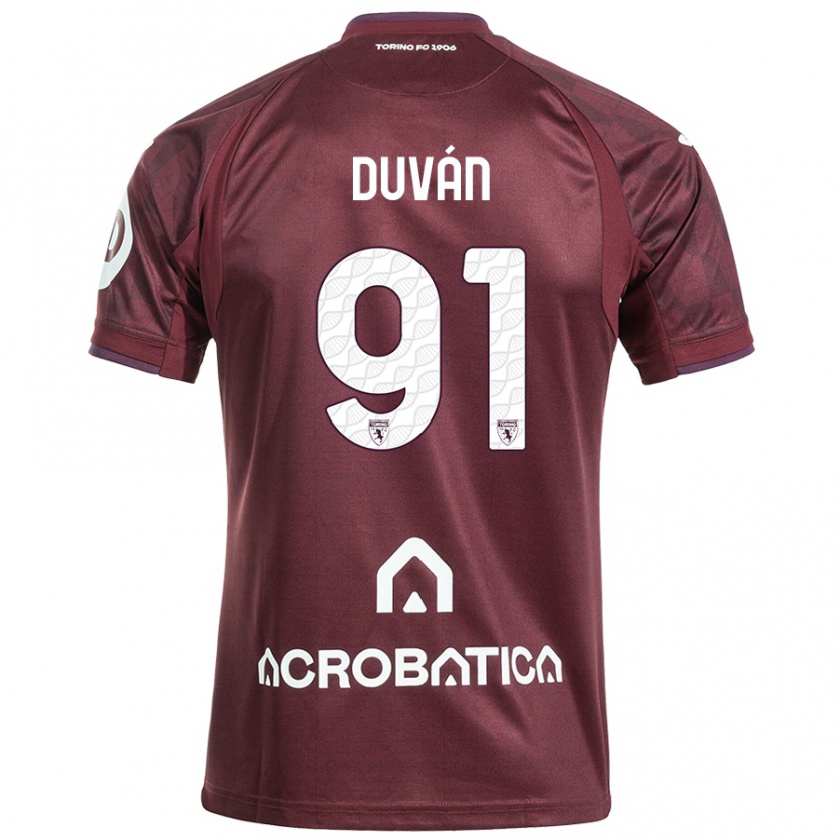 Kandiny Niño Camiseta Duván Zapata #91 Granate Blanco 1ª Equipación 2024/25 La Camisa Chile