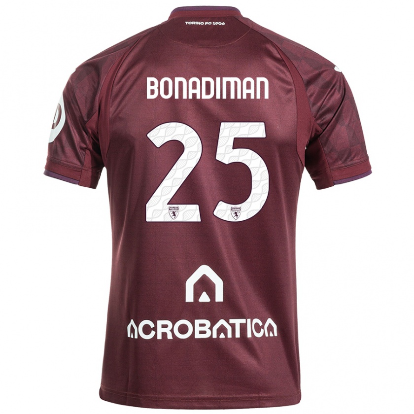 Kandiny Niño Camiseta Matteo Bonadiman #25 Granate Blanco 1ª Equipación 2024/25 La Camisa Chile