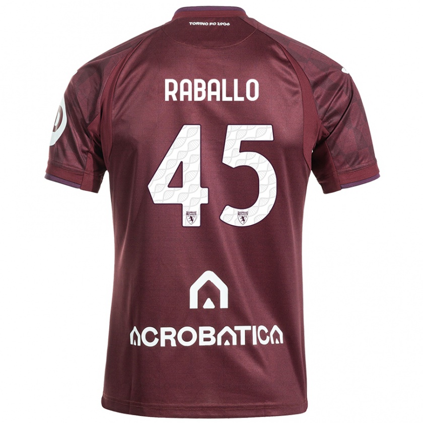 Kandiny Niño Camiseta Alessio Raballo #45 Granate Blanco 1ª Equipación 2024/25 La Camisa Chile