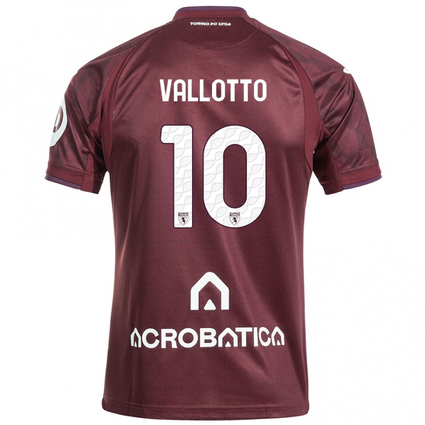 Kandiny Niño Camiseta Greta Vallotto #10 Granate Blanco 1ª Equipación 2024/25 La Camisa Chile