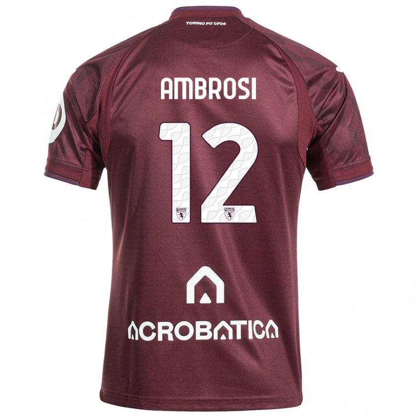 Kandiny Niño Camiseta Martina Ambrosi #12 Granate Blanco 1ª Equipación 2024/25 La Camisa Chile