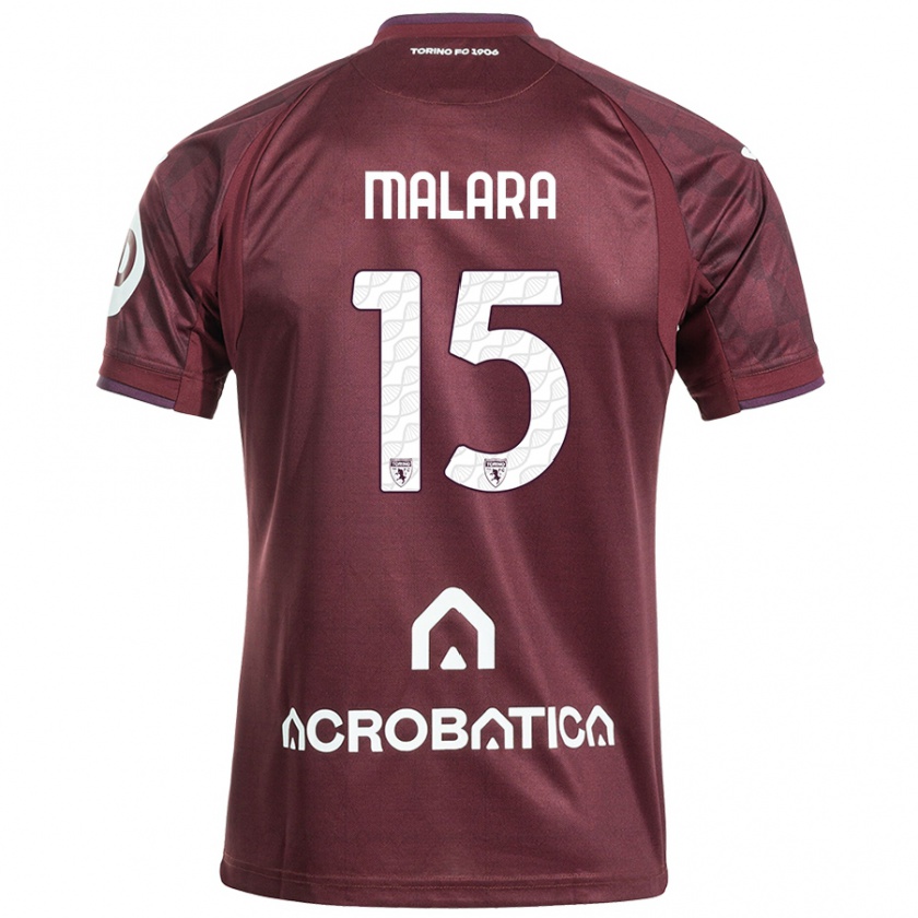 Kandiny Niño Camiseta Sara Malara #15 Granate Blanco 1ª Equipación 2024/25 La Camisa Chile