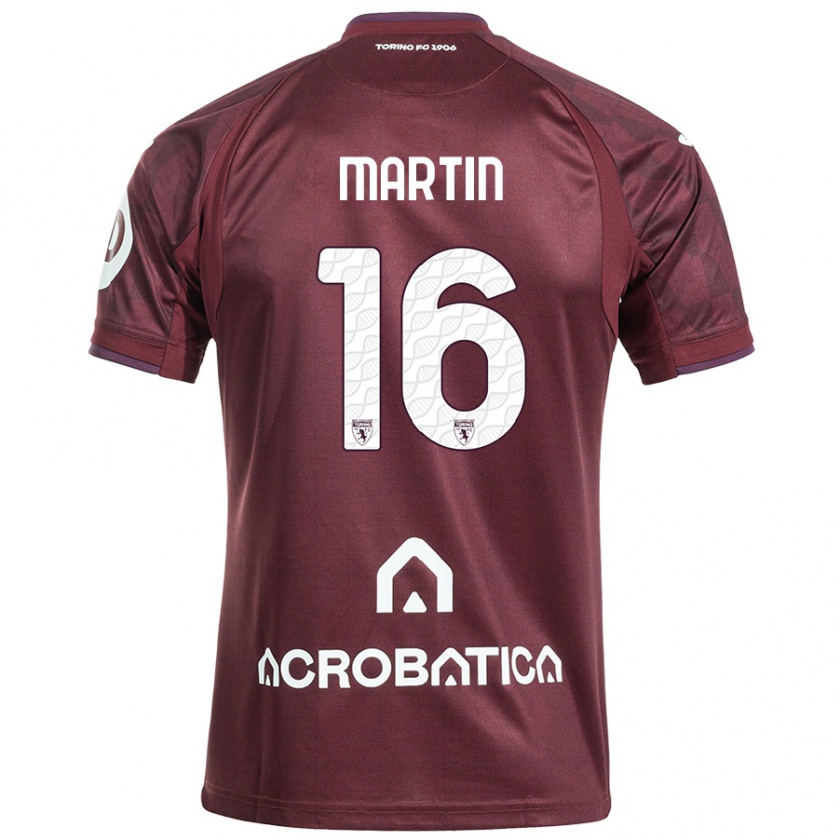 Kandiny Niño Camiseta Francesca Martin #16 Granate Blanco 1ª Equipación 2024/25 La Camisa Chile