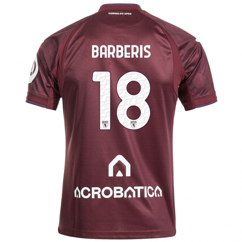 Kandiny Niño Camiseta Laura Barberis #18 Granate Blanco 1ª Equipación 2024/25 La Camisa Chile